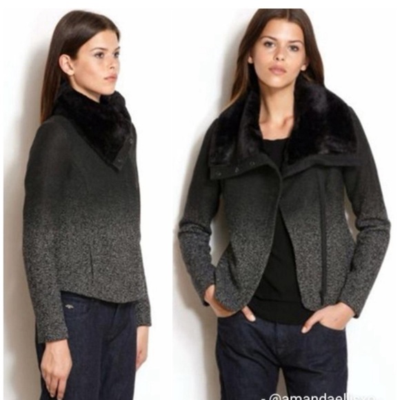 NEW Wool Chanel-like Pea Coat Faux Fur - Picture 3 of 16